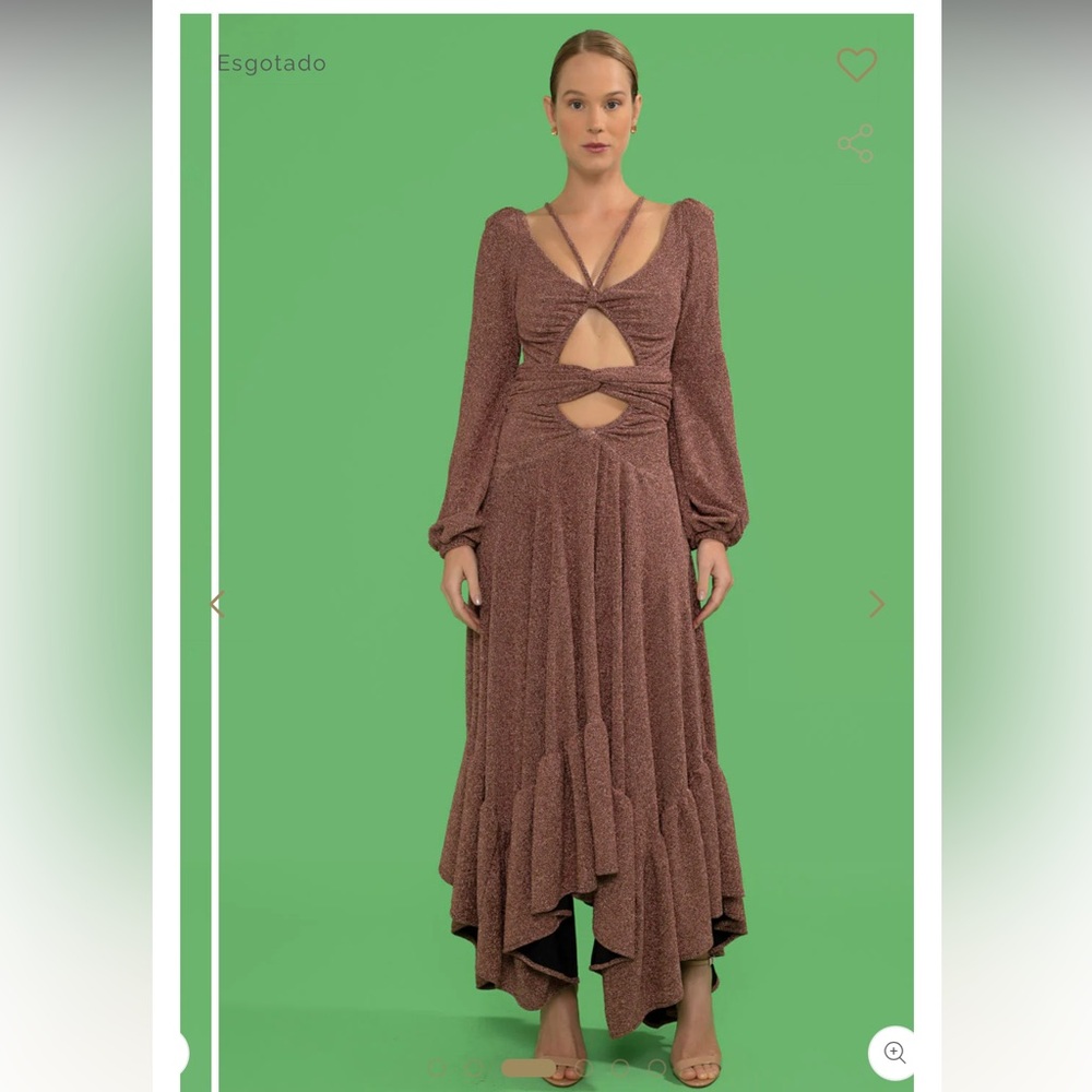 PATBO Lurex Cut Out Brown Maxi Dress - Picture 13 of 15